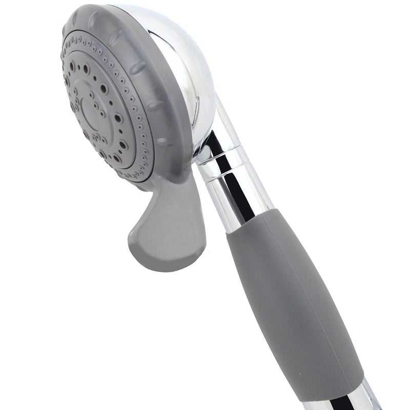 YOO.MEE ADA Handheld Shower Head- For Elderly, Parkinson, Arthritis or People Disabled in Action-w/Extra-Large Silicone Switching Device-w/Comfortable Grip Handle-w/Pause Setting-w/Soft Water, Chrome - Image 1